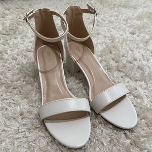 White Block Heels